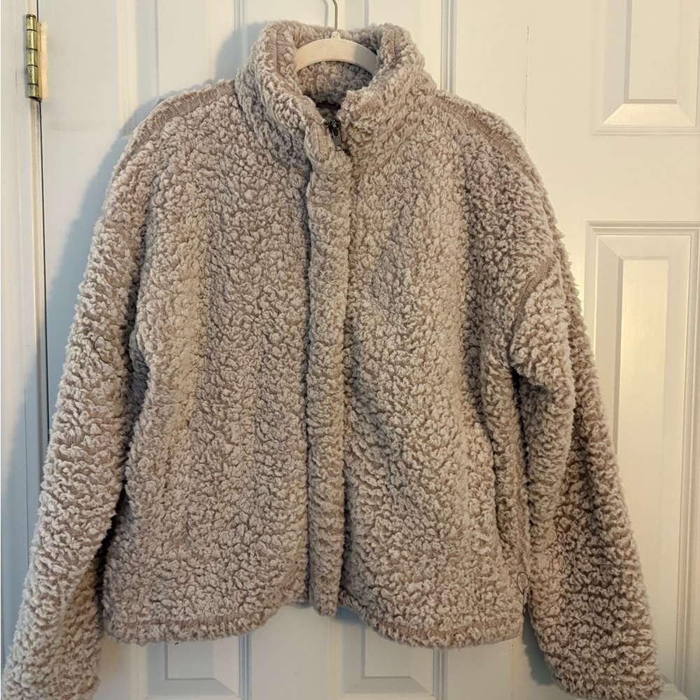 Warm Beige Sherpa Fleece Jacket
